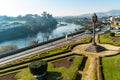 BARCELOS, PORTUGAL - CIRCA JANUARY 2019: View of the Barcelos city with Cavado river in Portugal. It is one of the growing