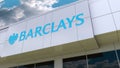 Barclays logo on the modern building facade. Editorial 3D rendering