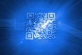 Barcode on blue background
