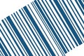 Barcode of blue color it is diagonally isolated on a white