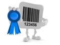 Barcode character with award ribbon