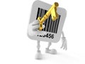 Barcode character holding door key Royalty Free Stock Photo