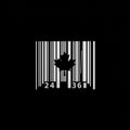 Barcode design with a black background, incorporating a central silhouette of a maple Royalty Free Stock Photo
