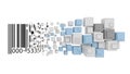 Barcode Dissolving into Cubes Representing Data Transformation Keywords: barcode, data, digital, transformation Royalty Free Stock Photo