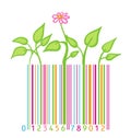 Barcode with flower and leaves Royalty Free Stock Photo