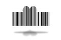 barcode in the form of a heart on a white background with a shadow