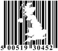 Barcode with Great Britain outline