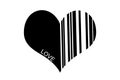 barcode heart on a white background