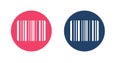 Barcode icon, bar code vector simple graphic pictogram image symbol clipart set red blue round circle Royalty Free Stock Photo