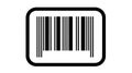 Barcode icon in rounded rectangle frame, black and white minimal vector symbol for Royalty Free Stock Photo