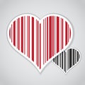 Barcode image with hearts