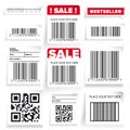 Barcode label and sale vector set Royalty Free Stock Photo