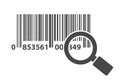 Barcode with magnifying glass icon Royalty Free Stock Photo