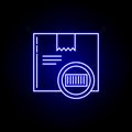 barcode parcel line icon in blue neon style. Set of logistics illustration icons. Signs, symbols can be used for web, logo, mobile Royalty Free Stock Photo