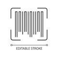 Barcode pixel perfect linear icon. Universal product code, quality control item. Thin line customizable illustration