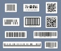 Barcode and QR Code Label Set on Blue Background Royalty Free Stock Photo