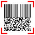 barcode and qr code with red scanner on white,vector illustration Royalty Free Stock Photo