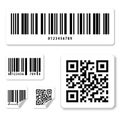 Barcode and QR code scan on white sticker background Royalty Free Stock Photo