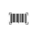 Barcode read icon set. scan bar code vector symbol. sku sign in black filled and outlined style