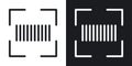 Barcode read icon set. scan bar code vector symbol. sku sign in black filled and outlined style