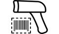 Barcode scanner icon with handheld retail reader and barcode label frame, bold black Royalty Free Stock Photo