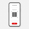 Barcode scanner, reader app for smartphone. Identification tracking code. Serial number, product ID with digital
