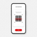 Barcode scanner, reader app for smartphone. Identification tracking code. Serial number, product ID with digital