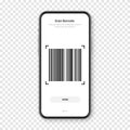 Barcode scanner, reader app for smartphone. Identification tracking code. Serial number, product ID with digital