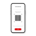 Barcode scanner, reader app for smartphone. Identification tracking code. Serial number, product ID with digital