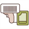 Barcode scanner reading a product label Royalty Free Stock Photo