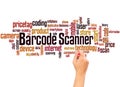 Barcode scanner word cloud and hand writing concept Royalty Free Stock Photo