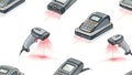 Barcode Scanners and Payment Terminals Illustration Royalty Free Stock Photo