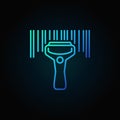 Barcode scanning blue vector icon