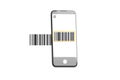Barcode scanning on phone screen, isolated