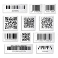 Barcode or serial number isolated icons, qr coding