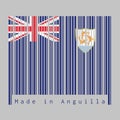 Barcode set the color of Anguilla flag, Blue Ensign with the British flag and the coat of arms of Anguilla in the fly.