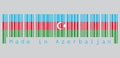 Barcode set the color of Azerbaijan flag, blue, red, and green, with a white crescent and star on grey background. Royalty Free Stock Photo