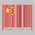 Barcode set the color of China flag, red yellow and star in white background Royalty Free Stock Photo