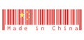 Barcode set the color of China flag, red yellow and star in white background with text: Made in China. Royalty Free Stock Photo