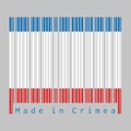 Barcode set the color of Crimea flag, a blue white and red color on grey background