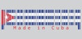 Barcode set the color of Cuba flag, Five horizontal stripes of blue and white with red triangle and star on grey background.