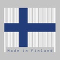 Barcode set the color of Finland flag, Sea blue Nordic cross on a white field