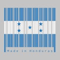 Barcode set the color of Honduras flag, A horizontal triband of blue and white with five blue stars