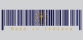 Barcode set the color of Indiana flag, A gold torch surrounded by an outer circle of thirteen stars.