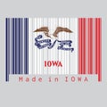 Barcode set the color of Iowa flag, the states of America. a vertical tricolor of blue white and red and the image of a bald eagle Royalty Free Stock Photo