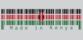 Barcode set the color of Kenya flag, black white red and green with two crossed white spears behind a red, and black Maasai shield Royalty Free Stock Photo
