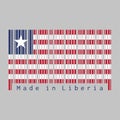 Barcode set the color of Liberia flag, Eleven horizontal stripes of red and white with white star on a blue field