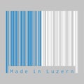 Barcode set the color of Lucerne flag, The canton of Switzerland with text Made in Luzern