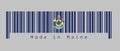Barcode set the color of Maine flag. Maine coat of arms defacing blue field. text: Made in Maine. Concept of sale Royalty Free Stock Photo