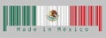 Barcode set the color of Mexico flag, a vertical tricolor of green white and red with the nation Coat of Arms centered on white.